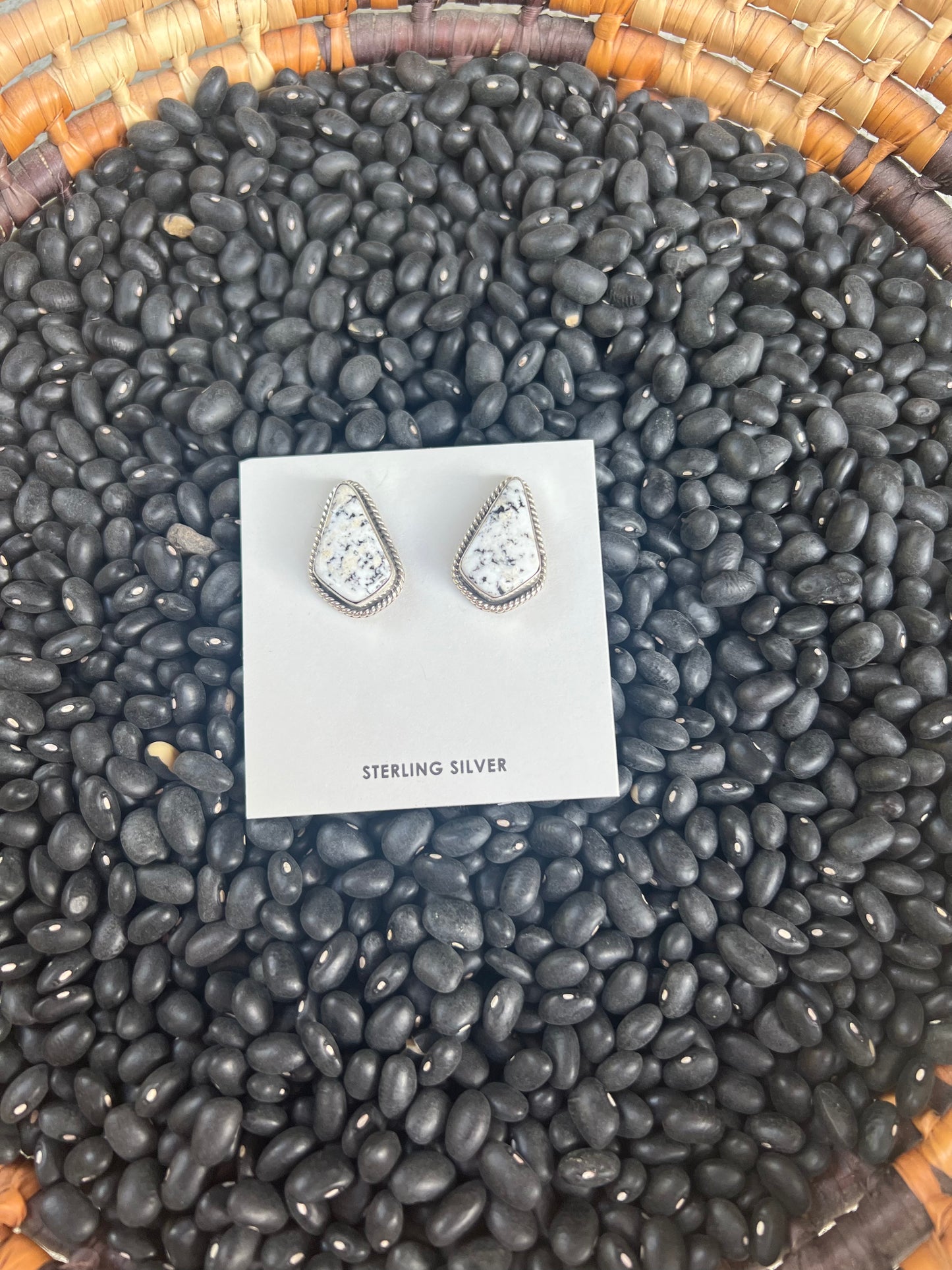 White Buffalo and sterling silver stud earrings