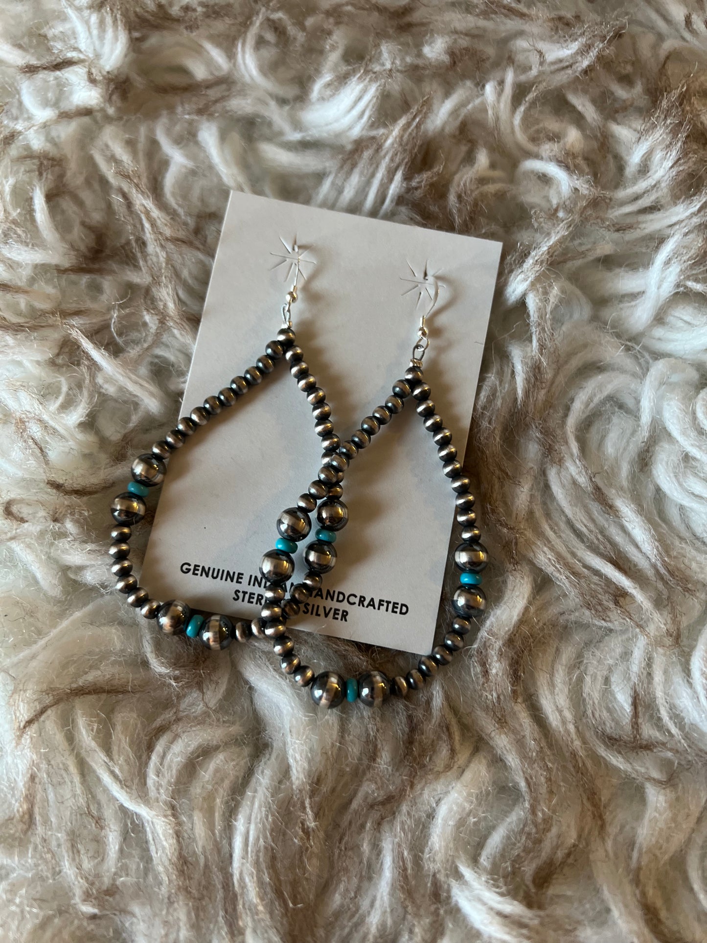 Sterling silver and turquoise Navajo pearl earrings