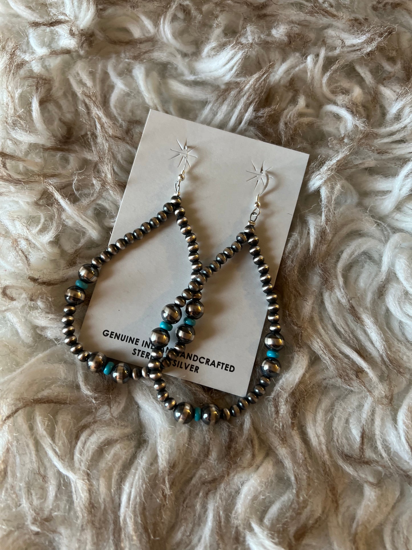 Sterling silver and turquoise Navajo pearl earrings