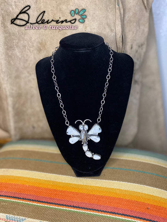 White Buffalo Dragonfly Necklace